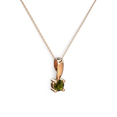 Peridot 8 ayar rose altın kolye (40 cm rose altın rolo zincir)