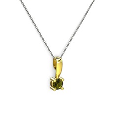 Edina Tektaş Kolye - Peridot 8 ayar altın kolye (40 cm gümüş rolo zincir) #xepzfx