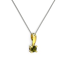 Peridot 8 ayar altın kolye (40 cm gümüş rolo zincir)