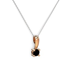 Edina Tektaş Kolye - Siyah zirkon 18 ayar rose altın kolye (40 cm beyaz altın rolo zincir) #xogksj