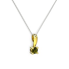Edina Tektaş Kolye - Peridot 14 ayar altın kolye (40 cm beyaz altın rolo zincir) #ynh73q