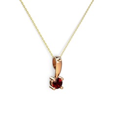 Edina Tektaş Kolye - Garnet 8 ayar rose altın kolye (40 cm gümüş rolo zincir) #zexs46