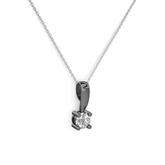 Edina Tektaş Kolye - Swarovski 925 ayar siyah rodyum kaplama gümüş kolye (40 cm beyaz altın rolo zincir) #zjy0bm