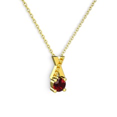 Taşlı Daire X kolye - Garnet ve sitrin 18 ayar altın kolye (40 cm altın rolo zincir) #15lw50m