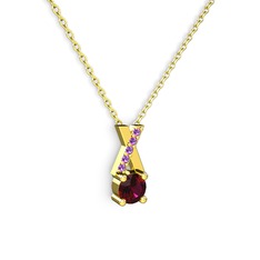Rodolit garnet ve ametist 14 ayar altın kolye (40 cm altın rolo zincir)