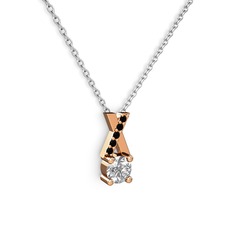 Swarovski ve siyah zirkon 18 ayar rose altın kolye (40 cm gümüş rolo zincir)