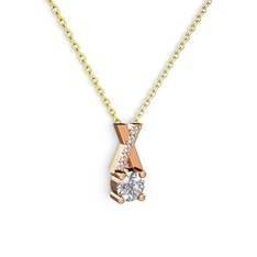 Taşlı Daire X kolye - Beyaz zirkon ve swarovski 925 ayar rose altın kaplama gümüş kolye (40 cm altın rolo zincir) #1mv957k