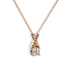Swarovski ve dumanlı kuvars 925 ayar rose altın kaplama gümüş kolye (40 cm gümüş rolo zincir)