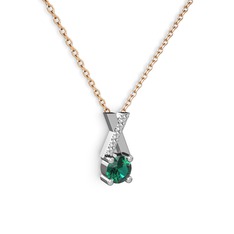 Taşlı Daire X kolye - Yeşil kuvars ve swarovski 8 ayar beyaz altın kolye (40 cm gümüş rolo zincir) #1ul2fz