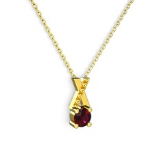 Taşlı Daire X kolye - Rodolit garnet ve sitrin 14 ayar altın kolye (40 cm altın rolo zincir) #1v6i089