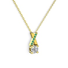 Swarovski ve yeşil kuvars 8 ayar altın kolye (40 cm altın rolo zincir)