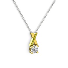 Taşlı Daire X kolye - Swarovski ve peridot 925 ayar altın kaplama gümüş kolye (40 cm beyaz altın rolo zincir) #1yoljsu