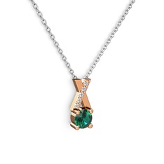 Yeşil kuvars ve swarovski 18 ayar rose altın kolye (40 cm beyaz altın rolo zincir)