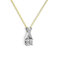 Taşlı Daire X kolye - Swarovski 925 ayar gümüş kolye (40 cm altın rolo zincir) #3312os