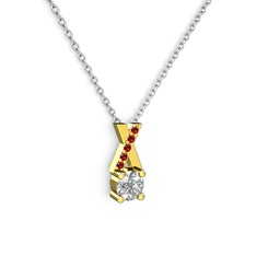 Swarovski ve garnet 14 ayar altın kolye (40 cm beyaz altın rolo zincir)