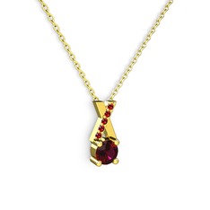 Taşlı Daire X kolye - Rodolit garnet ve garnet 18 ayar altın kolye (40 cm altın rolo zincir) #7iqkzr