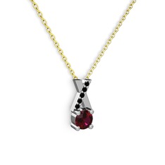 Rodolit garnet ve siyah zirkon 925 ayar gümüş kolye (40 cm gümüş rolo zincir)