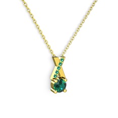 Taşlı Daire X kolye - Yeşil kuvars 18 ayar altın kolye (40 cm altın rolo zincir) #bc6wui