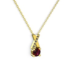 Rodolit garnet ve dumanlı kuvars 925 ayar altın kaplama gümüş kolye (40 cm altın rolo zincir)