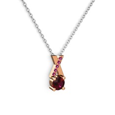 Rodolit garnet 925 ayar rose altın kaplama gümüş kolye (40 cm beyaz altın rolo zincir)