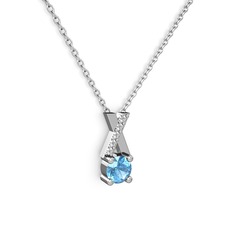 Taşlı Daire X kolye - Akuamarin ve swarovski 14 ayar beyaz altın kolye (40 cm gümüş rolo zincir) #mhswfa