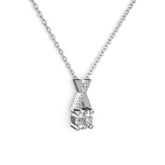 Taşlı Daire X kolye - Beyaz zirkon ve swarovski 14 ayar beyaz altın kolye (40 cm beyaz altın rolo zincir) #p9poae