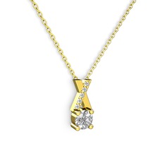 Taşlı Daire X kolye - Swarovski 8 ayar altın kolye (40 cm altın rolo zincir) #t3is8g