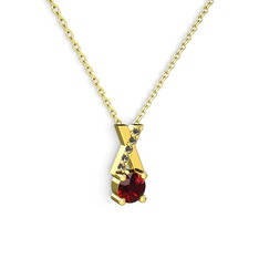 Garnet ve dumanlı kuvars 925 ayar altın kaplama gümüş kolye (40 cm gümüş rolo zincir)