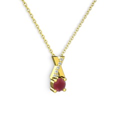 Taşlı Daire X kolye - Kök yakut ve swarovski 8 ayar altın kolye (40 cm gümüş rolo zincir) #tlhi0g