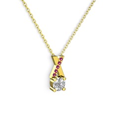 Swarovski ve rodolit garnet 8 ayar altın kolye (40 cm gümüş rolo zincir)