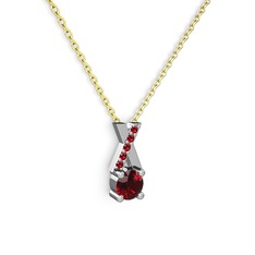 Taşlı Daire X kolye - Garnet 8 ayar beyaz altın kolye (40 cm gümüş rolo zincir) #zrdxz7