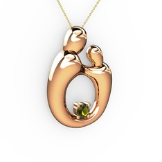 Peridot 18 ayar rose altın kolye (40 cm altın rolo zincir)