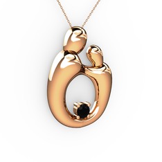 Aile Kolye - Siyah zirkon 8 ayar rose altın kolye (40 cm rose altın rolo zincir) #14a94d3