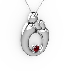 Garnet 8 ayar beyaz altın kolye (40 cm beyaz altın rolo zincir)