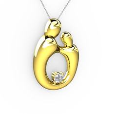 Aile Kolye - Swarovski 18 ayar altın kolye (40 cm beyaz altın rolo zincir) #19gacfq