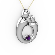 Aile Kolye - Ametist 925 ayar gümüş kolye (40 cm altın rolo zincir) #1badf3j