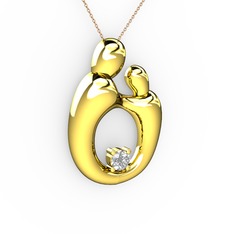 Beyaz zirkon 8 ayar altın kolye (40 cm gümüş rolo zincir)