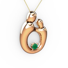Aile Kolye - Kök zümrüt 8 ayar rose altın kolye (40 cm altın rolo zincir) #1diovn6