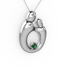 Aile Kolye - Yeşil kuvars 925 ayar gümüş kolye (40 cm beyaz altın rolo zincir) #1p781cb