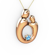 Aile Kolye - Akuamarin 925 ayar rose altın kaplama gümüş kolye (40 cm gümüş rolo zincir) #1rx1n91