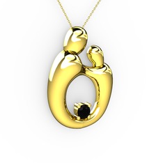 Aile Kolye - Siyah zirkon 925 ayar altın kaplama gümüş kolye (40 cm altın rolo zincir) #1sby93l