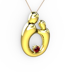 Garnet 925 ayar altın kaplama gümüş kolye (40 cm rose altın rolo zincir)