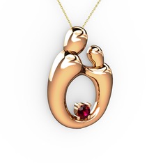 Aile Kolye - Rodolit garnet 925 ayar rose altın kaplama gümüş kolye (40 cm gümüş rolo zincir) #2h2a7n
