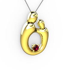 Aile Kolye - Rodolit garnet 14 ayar altın kolye (40 cm gümüş rolo zincir) #9hevpj