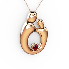 Aile Kolye - Garnet 8 ayar rose altın kolye (40 cm rose altın rolo zincir) #dph484