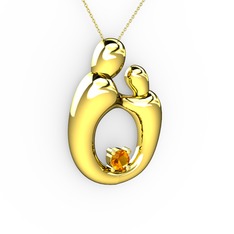 Aile Kolye - Sitrin 18 ayar altın kolye (40 cm altın rolo zincir) #hog2r9