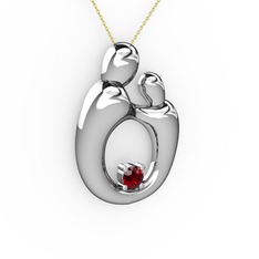 Garnet 8 ayar beyaz altın kolye (40 cm altın rolo zincir)