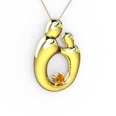 Aile Kolye - Sitrin 925 ayar altın kaplama gümüş kolye (40 cm gümüş rolo zincir) #n4nl7e