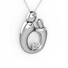 Aile Kolye - Pırlanta 18 ayar beyaz altın kolye (0.11 karat, 40 cm beyaz altın rolo zincir) #oi9gkr