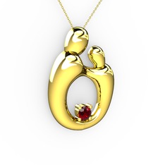 Aile Kolye - Garnet 8 ayar altın kolye (40 cm altın rolo zincir) #ojuize
